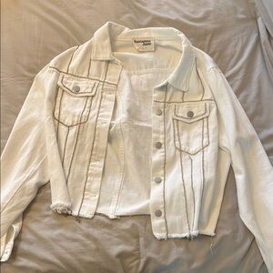Savanna Jane Off-White Denim Jacket with Stitch Detail